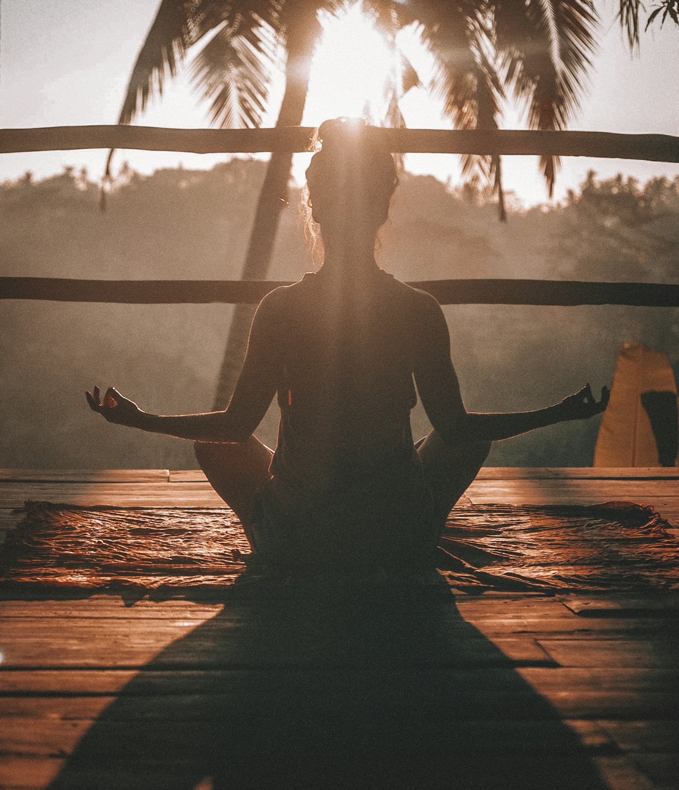 Meditative posture on a wood floor